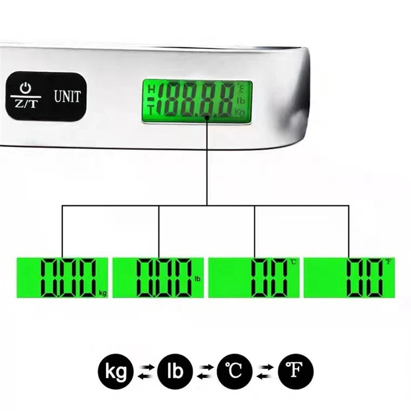 Digital Hanging Luggage Scale – LCD Display, 110lb/50kg Travel Bag Weigher