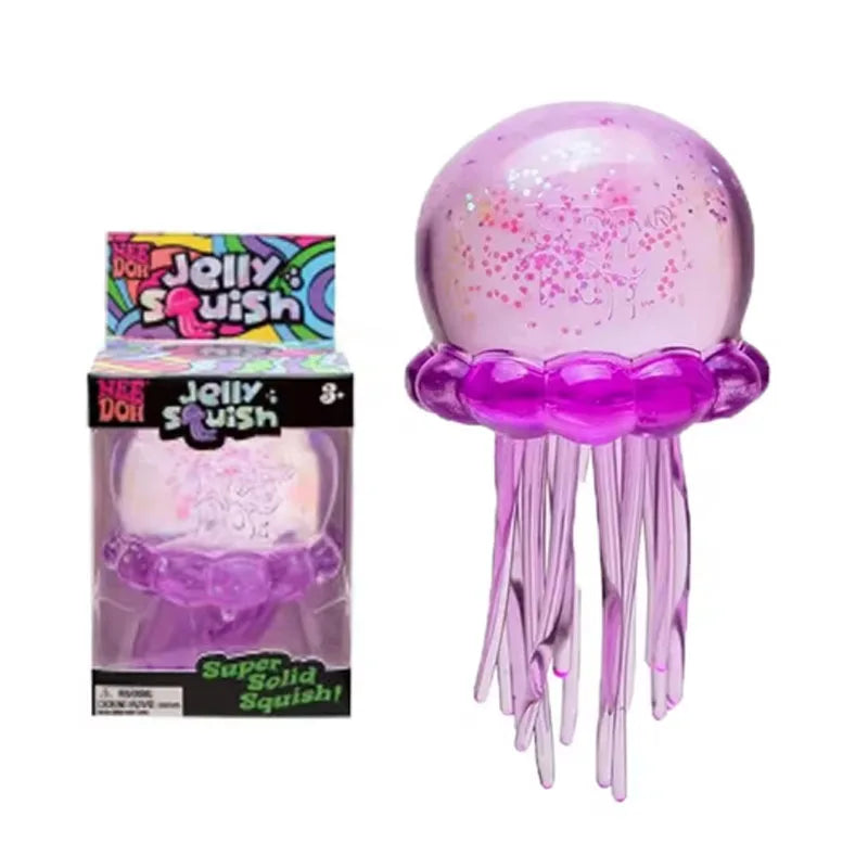 NeeDoh Fuzz Ball Jellyfish Squishy – Stress Relief Blind Box Toy