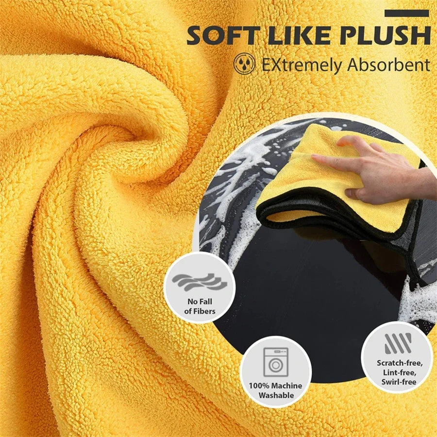 Microfiber Car Cleaning Towel – Thickened Soft Drying Cloth (1-10 Pack)