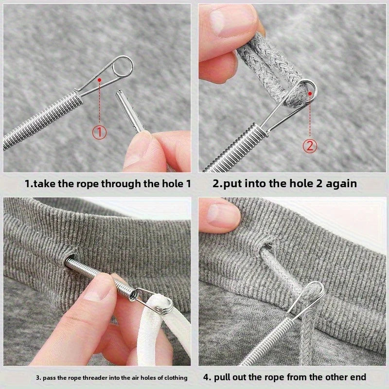 Bendable Spring Drawstring Threader Clip – DIY Sewing Elastic Band Tool