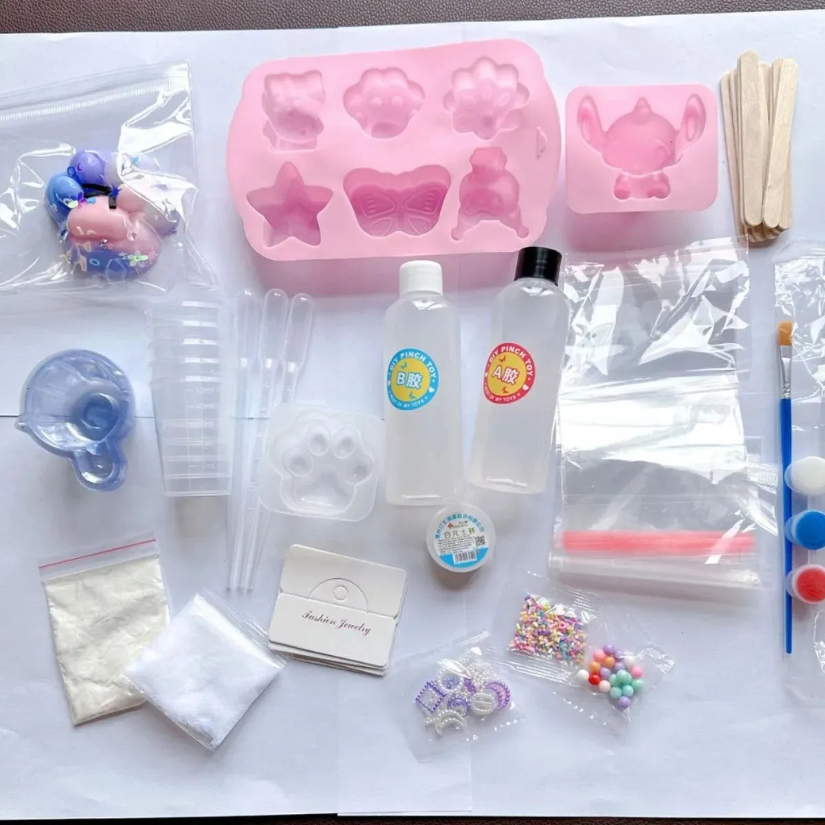 DIY Taba Squishy Kit – Liquid Silicone Kawaii Cat Character Making Set