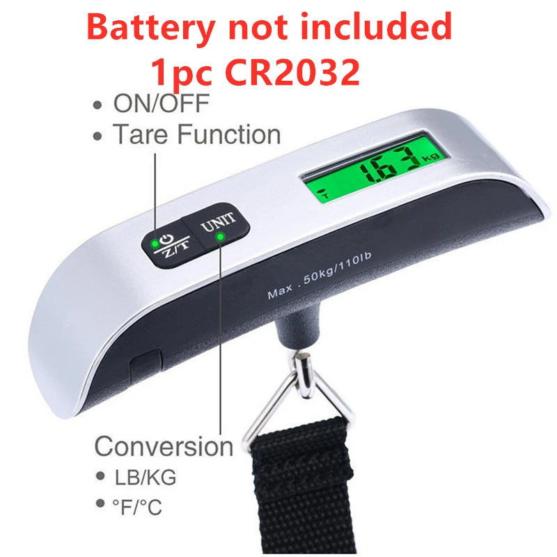 Digital Hanging Luggage Scale – LCD Display, 110lb/50kg Travel Bag Weigher