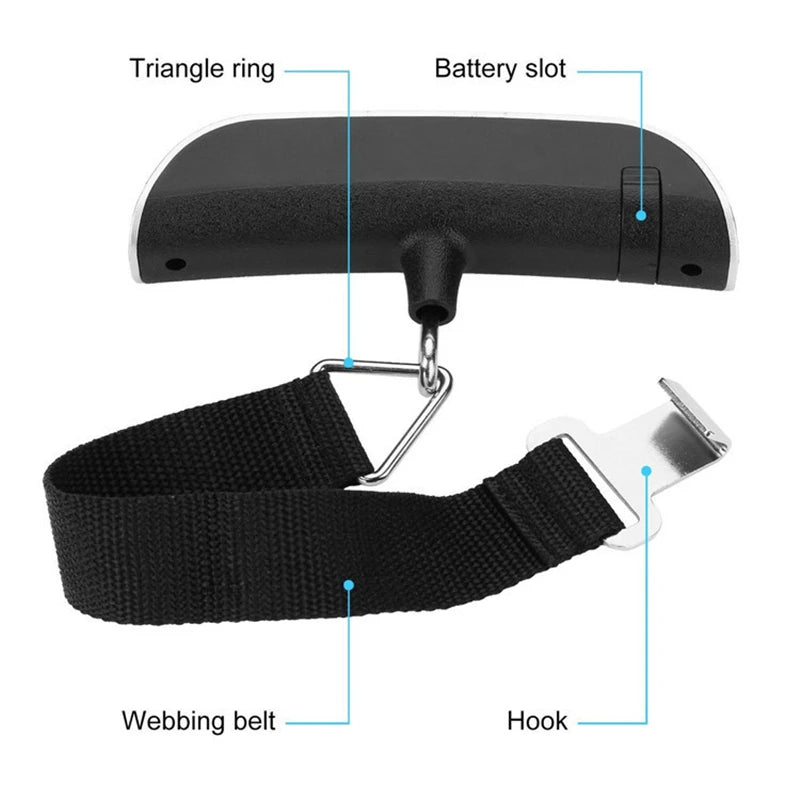 Digital Hanging Luggage Scale – LCD Display, 110lb/50kg Travel Bag Weigher